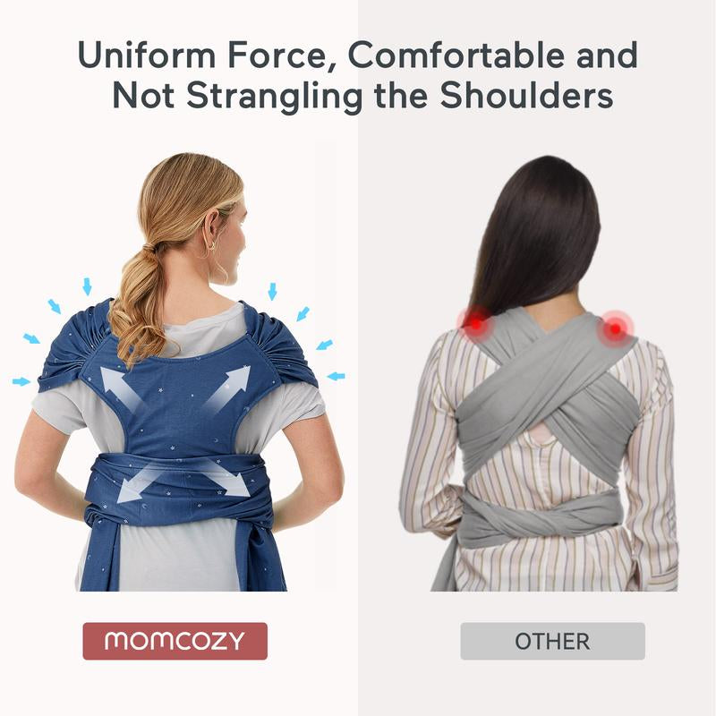 Momcozy Baby Wrap Carrier Slings, Easy to Wear, for Babies Girl and Boy, Adjustable Baby Carriers for Newborn up to 8-35 Lbs Portable Mother Mom Gift Convenient Travel Gifts Wild Bird Baby Carriers Ergonomic Baby Carrier