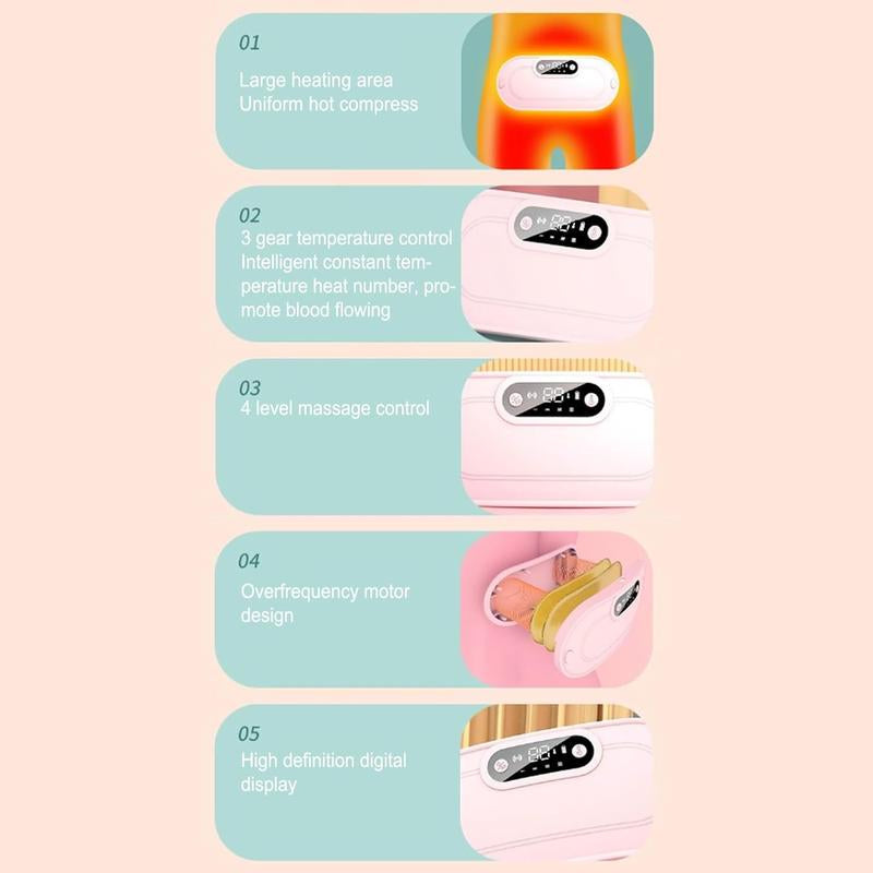 Portable Cordless Heating Pad for Menstrual Cramp Relief with 3 Adjustable Temperatures, 4 Massage Modes, Back and Belly Heat Pad for Women Menstrual Heating Pad Heating Pads