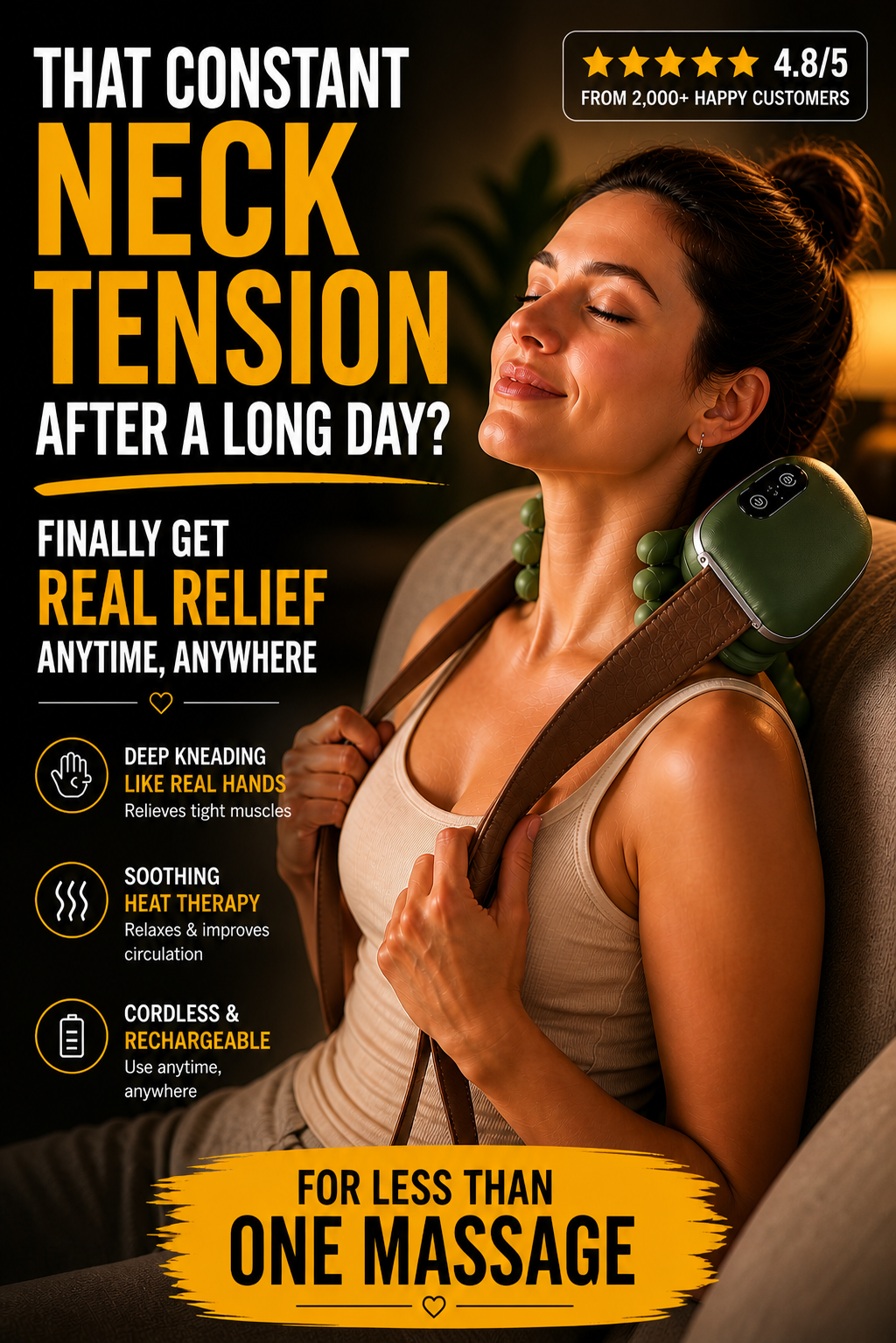 Heated neck and shoulder massager
