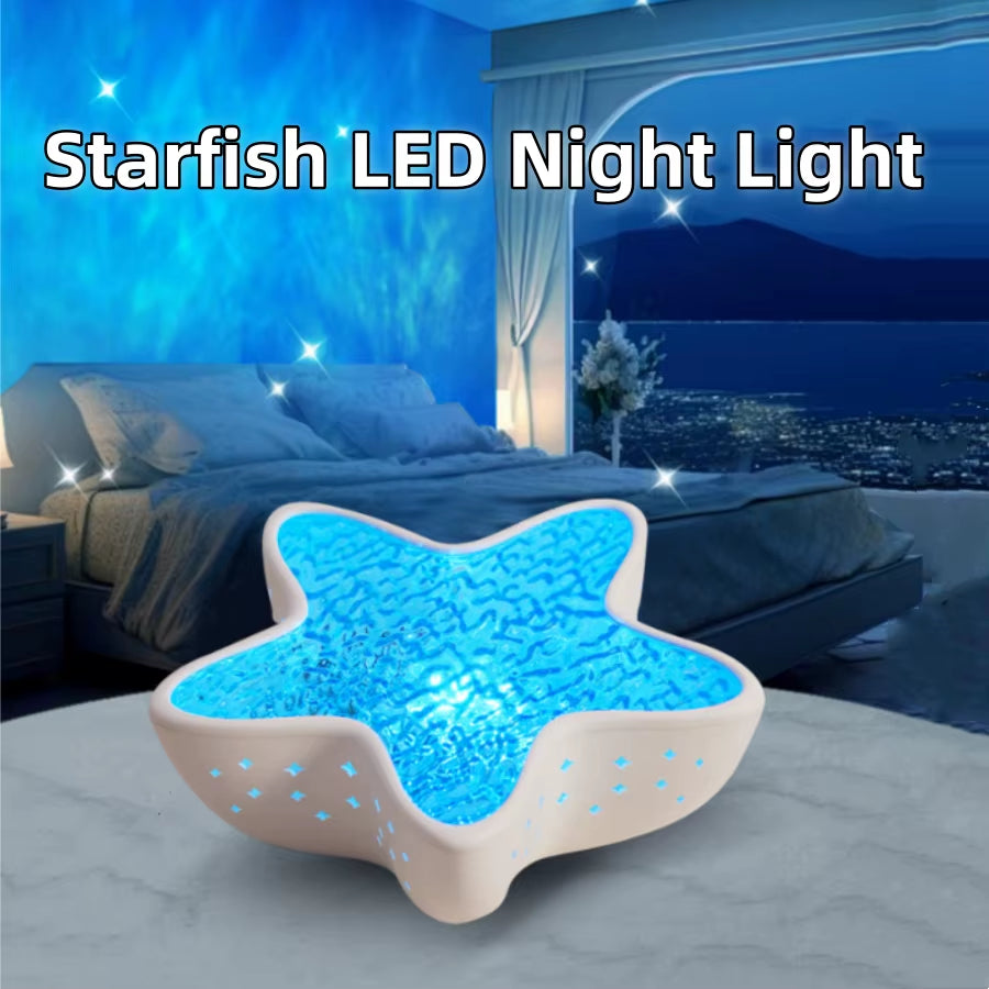 Starfish LED Night Light Rechargeable Table Lamp Northern Ocean Wave Projector Lights Romantic for Bedroom Desk Festival Decor