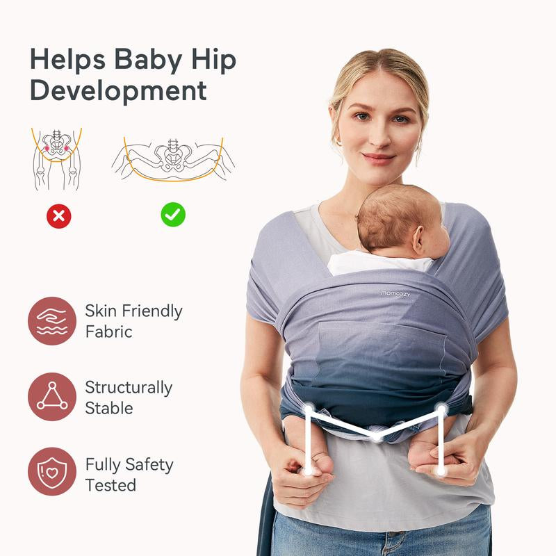 Momcozy Baby Wrap Carrier Slings, Easy to Wear, for Babies Girl and Boy, Adjustable Baby Carriers for Newborn up to 8-35 Lbs Portable Mother Mom Gift Convenient Travel Gifts Wild Bird Baby Carriers Ergonomic Baby Carrier