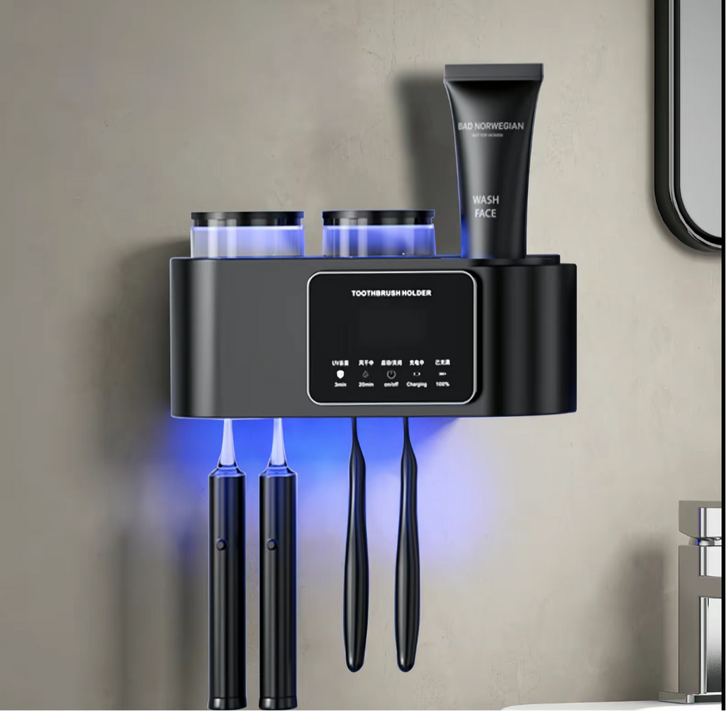Smart UV Toothbrush Holder – Wall Mounted, 2 Cups