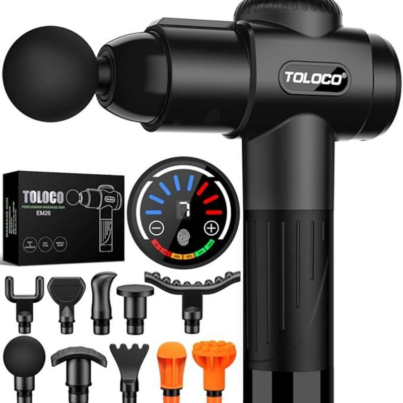 TOLOCO Massage Gun, Muscle Deep Tissue Massage Gun, Percussion Massage Gun with 10 Replacement Heads.
