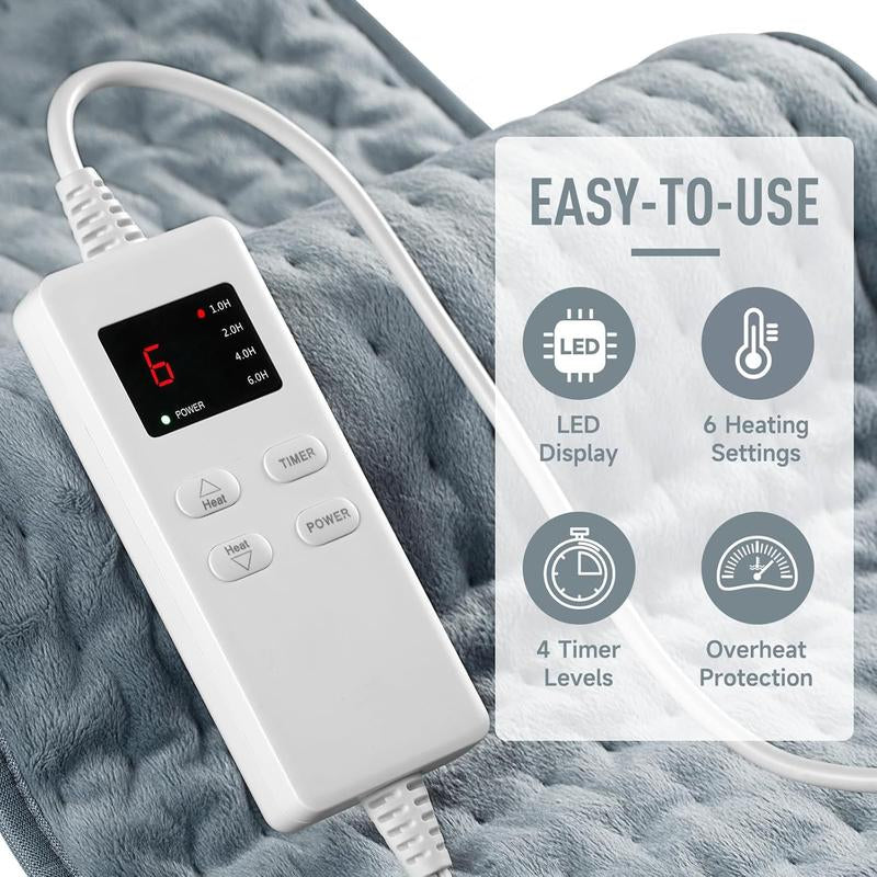 Heating Pad for Back Pain Relief 【Electric Heating Pad】 Wrap, Auto Shut Off, 6 Heat Settings, Electric Heated Pad for Men and Women Multifunctional Blanket Durable